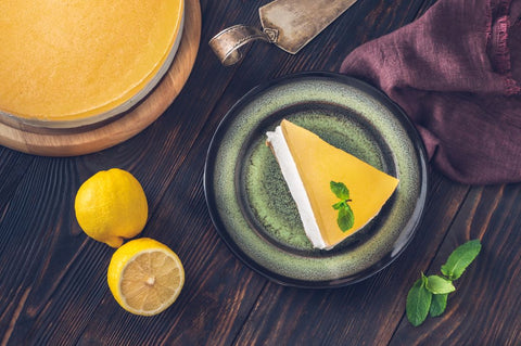 Veganer Käsekuchen mit Zitronensorbet